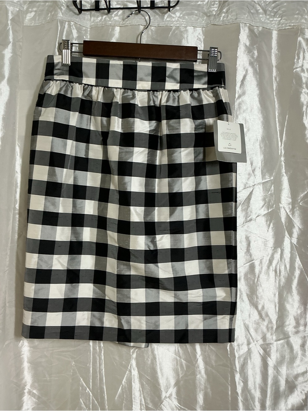 Liz Claiborne Black and White Gingham Midi Skirt